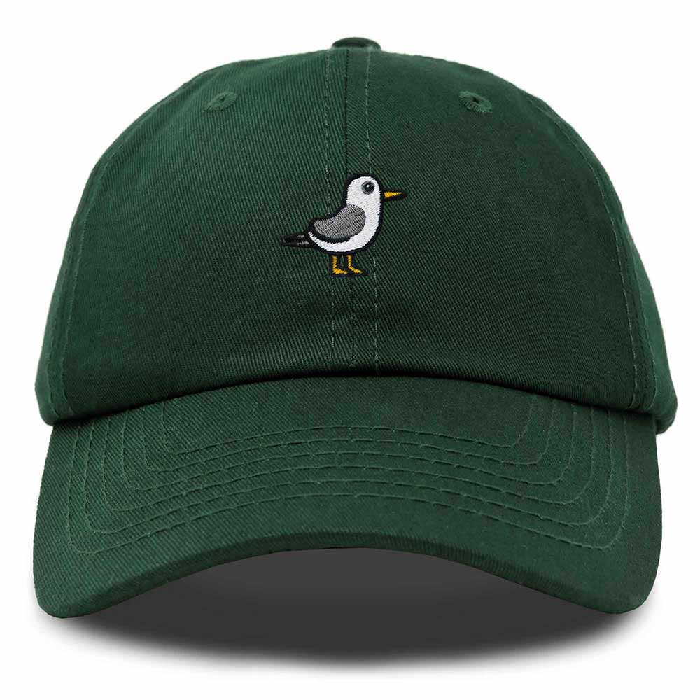 Dalix Seagull Embroidered Cap Cotton Baseball Hat Bird Womens in Dark Green