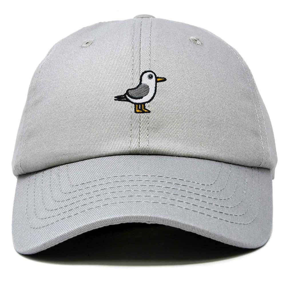 Dalix Seagull Embroidered Cap Cotton Baseball Hat Bird Womens in Gray