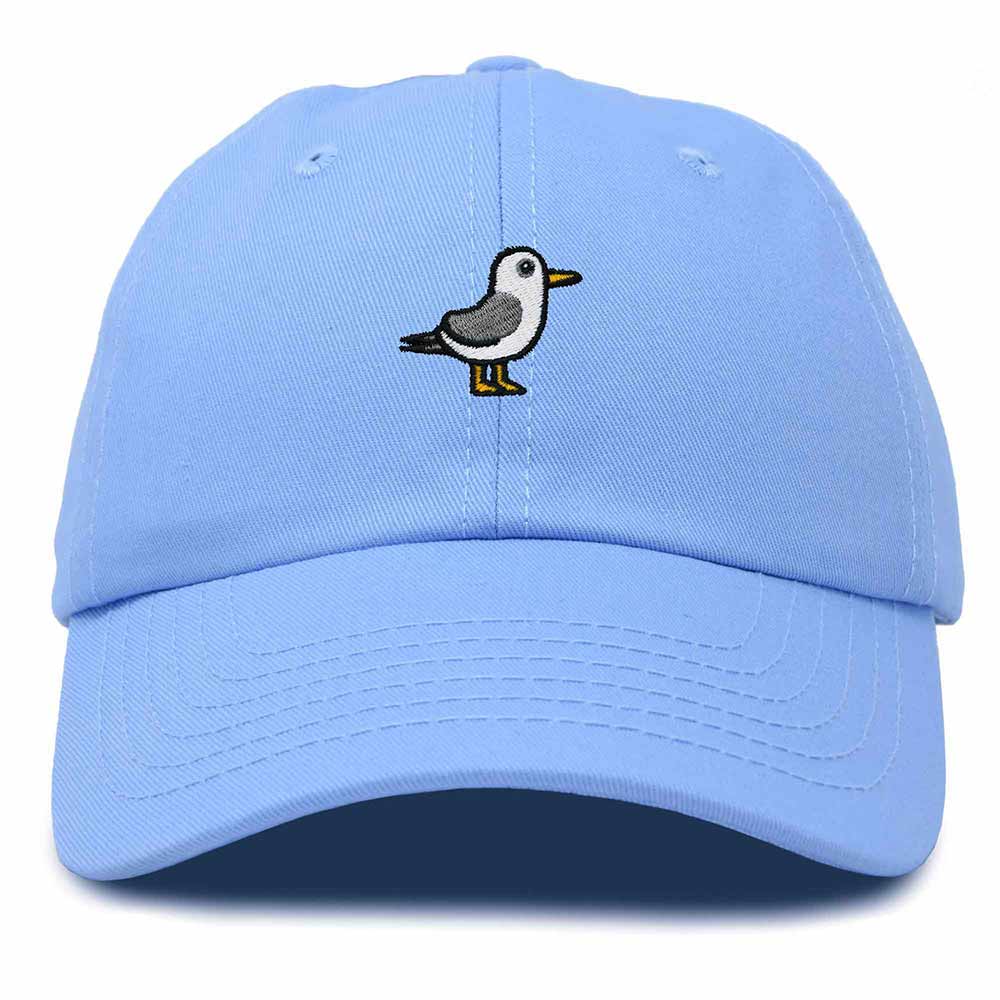 Dalix Seagull Embroidered Cap Cotton Baseball Hat Bird Womens in Light Blue