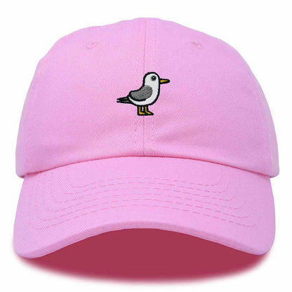 Dalix Seagull Embroidered Cap Cotton Baseball Hat Bird Womens in Light Pink