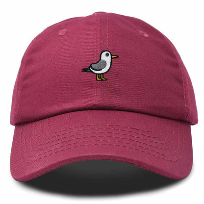 Dalix Seagull Embroidered Cap Cotton Baseball Hat Bird Womens in Maroon