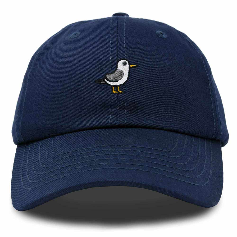 Dalix Seagull Embroidered Cap Cotton Baseball Hat Bird Womens in Navy Blue