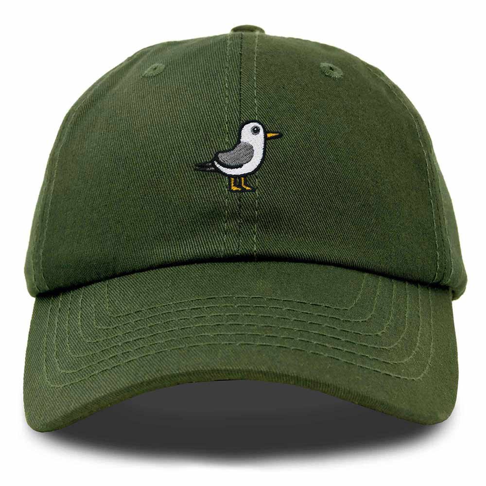 Dalix Seagull Embroidered Cap Cotton Baseball Hat Bird Womens in Olive