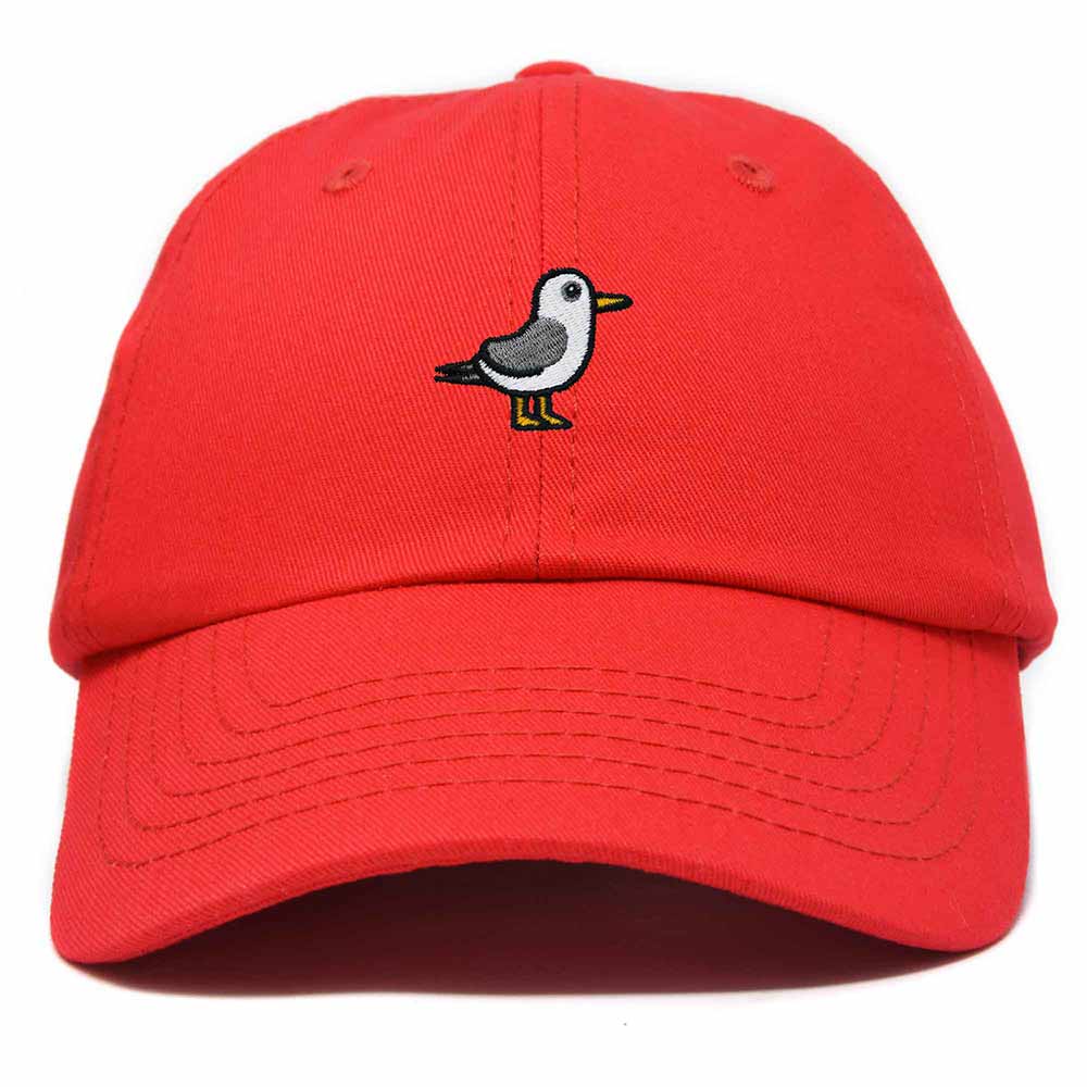 Dalix Seagull Embroidered Cap Cotton Baseball Hat Bird Womens in Red