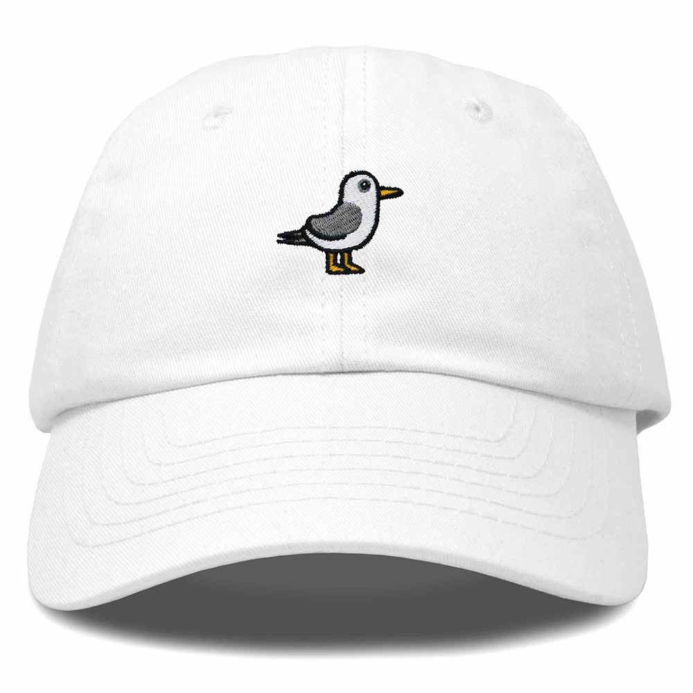 Dalix Seagull Embroidered Cap Cotton Baseball Hat Bird Womens in White