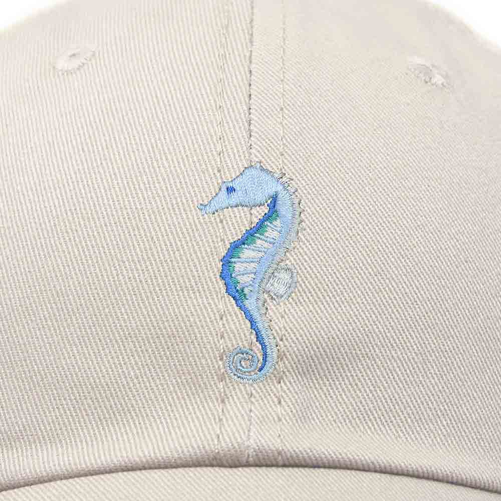 Dalix Seahorse Embroidered Dad Cap Cotton Baseball Hat Women in Khaki