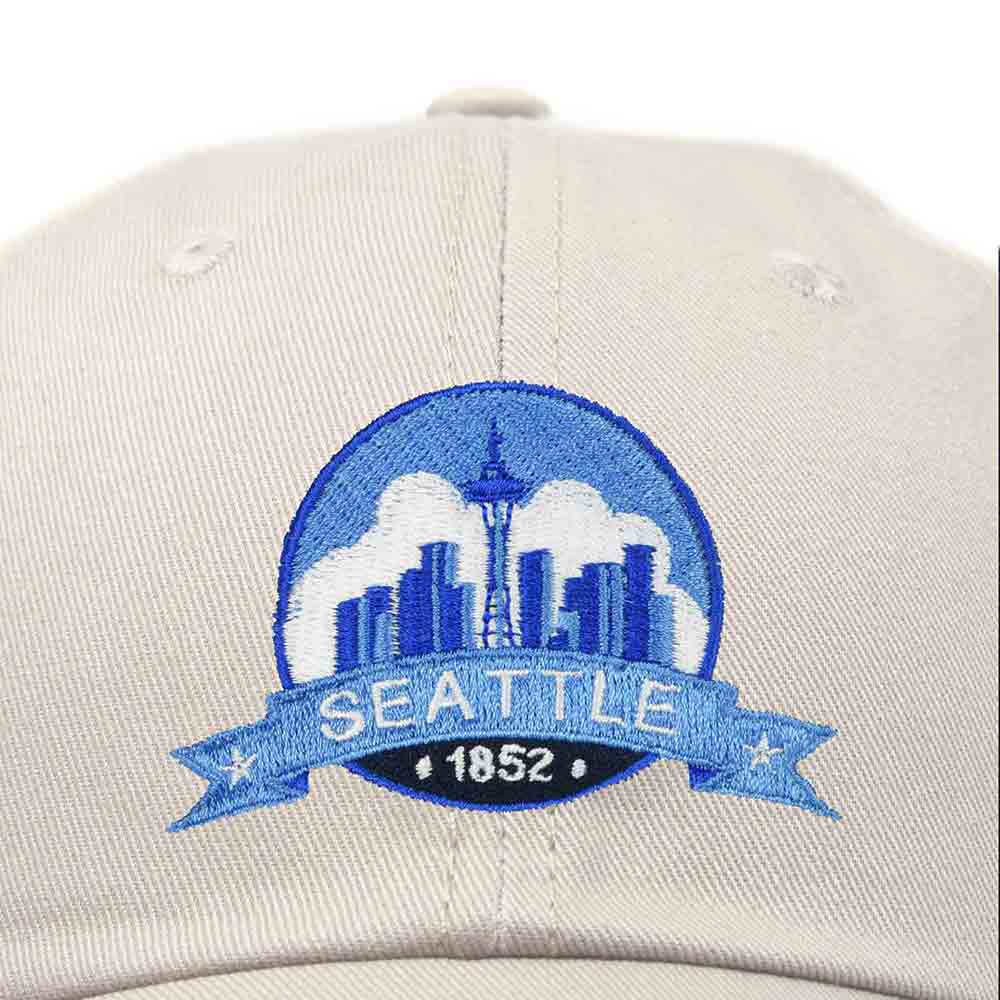 Dalix Seattle Embroidered Dad Hat Cotton Baseball Cap Women in Khaki