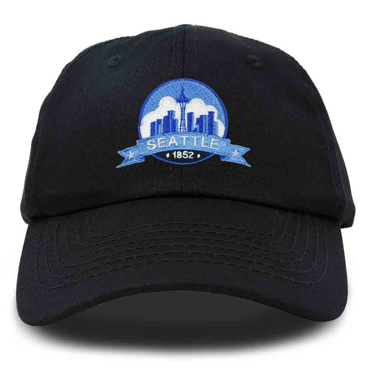 Dalix Seattle Embroidered Dad Hat Cotton Baseball Cap Women in Beige
