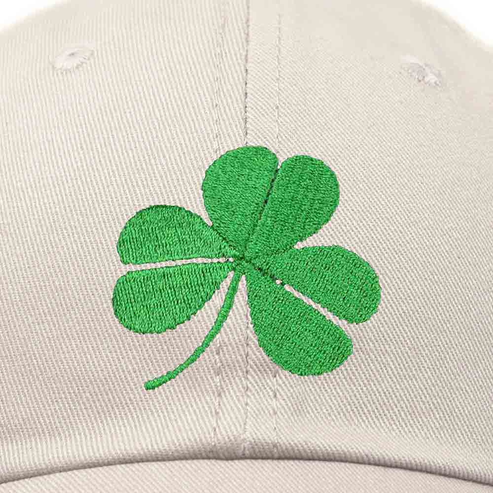 Dalix Shamrock Embroidered Dad Hat Cotton Baseball Cap Women in Khaki