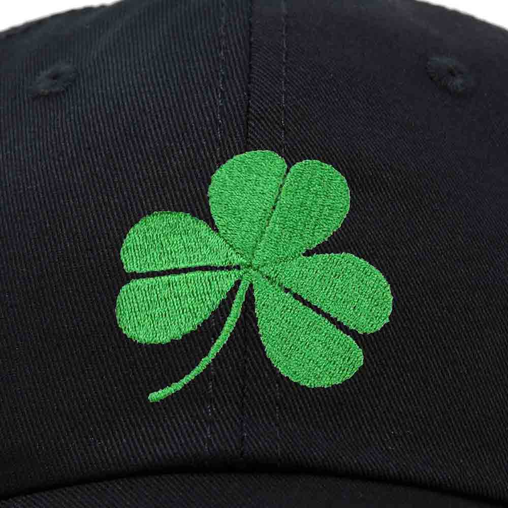 Dalix Shamrock Embroidered Dad Hat Cotton Baseball Cap Women in Black