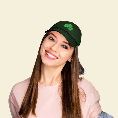 Dalix Shamrock Embroidered Dad Hat Cotton Baseball Cap Women in Olive