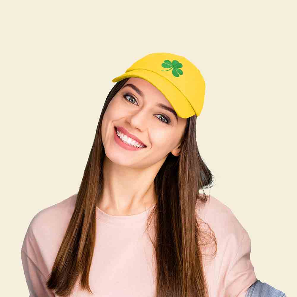 Dalix Shamrock Embroidered Dad Hat Cotton Baseball Cap Women in White