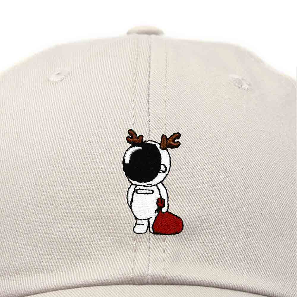Dalix Christmas Space Rudolph Astronaut Dad Hat Embroidered Baseball Cap Womens in Khaki