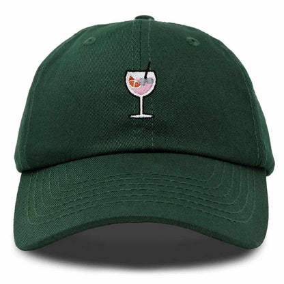 Dalix Spritz Cocktail Embroidered Cap Cotton Baseball Cute Cool Dad Hat Womens in Dark Green