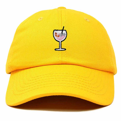 Dalix Spritz Cocktail Embroidered Cap Cotton Baseball Cute Cool Dad Hat Womens in Gold