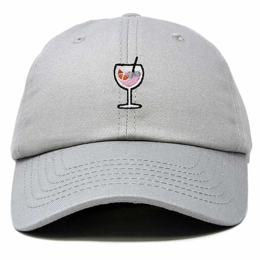 Dalix Spritz Cocktail Embroidered Cap Cotton Baseball Cute Cool Dad Hat Womens in Gray