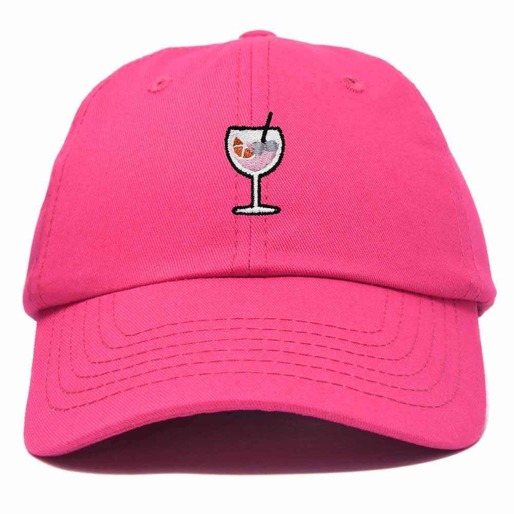 Dalix Spritz Cocktail Embroidered Cap Cotton Baseball Cute Cool Dad Hat Womens in Hot Pink