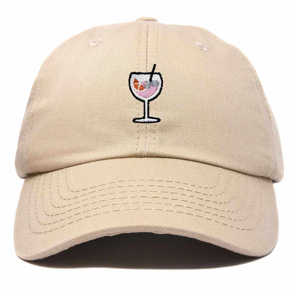 Dalix Spritz Cocktail Embroidered Cap Cotton Baseball Cute Cool Dad Hat Womens in Khaki