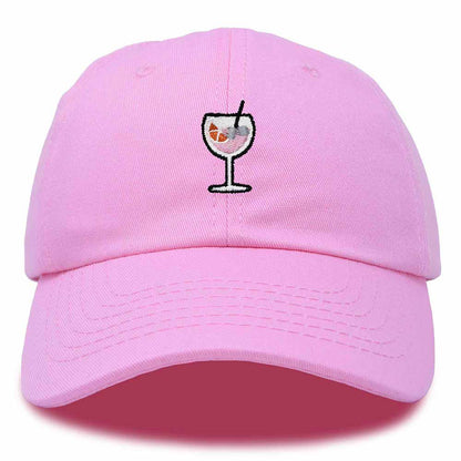 Dalix Spritz Cocktail Embroidered Cap Cotton Baseball Cute Cool Dad Hat Womens in Light Pink