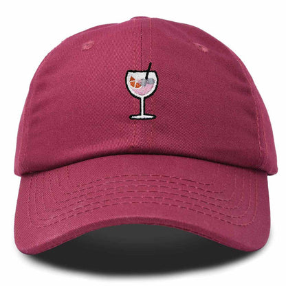 Dalix Spritz Cocktail Embroidered Cap Cotton Baseball Cute Cool Dad Hat Womens in Maroon