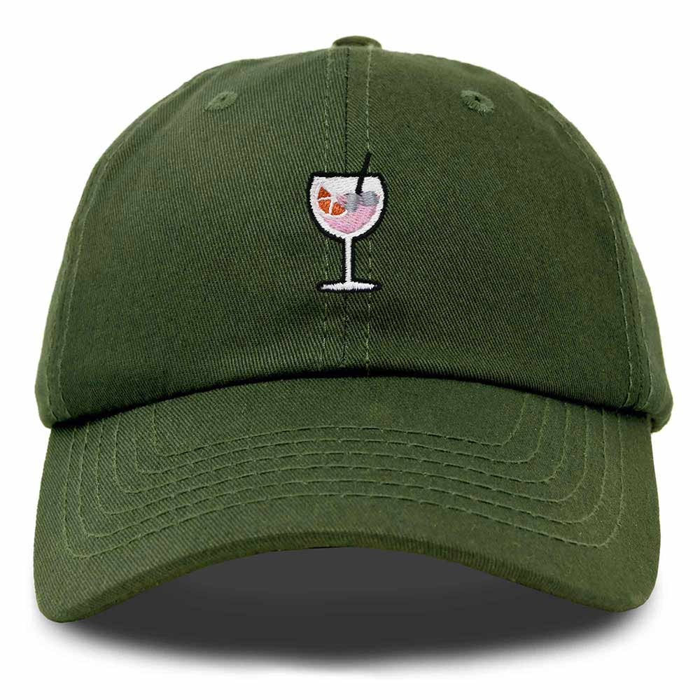 Dalix Spritz Cocktail Embroidered Cap Cotton Baseball Cute Cool Dad Hat Womens in Olive
