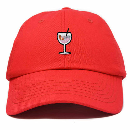 Dalix Spritz Cocktail Embroidered Cap Cotton Baseball Cute Cool Dad Hat Womens in Red