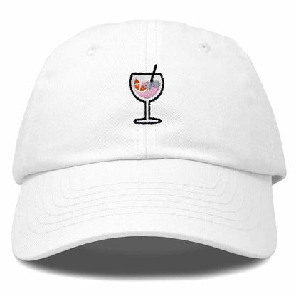 Dalix Spritz Cocktail Embroidered Cap Cotton Baseball Cute Cool Dad Hat Womens in White