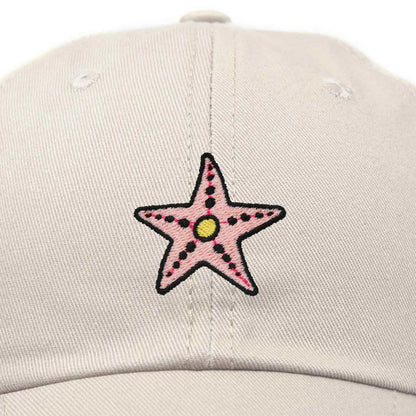 Dalix Starfish Cotton Dad Cap Embroidered Baseball Hat in Khaki