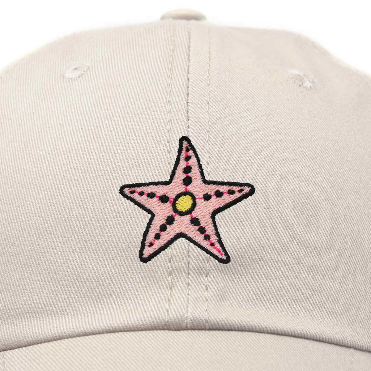 Dalix Starfish Cotton Dad Cap Embroidered Baseball Hat in Khaki