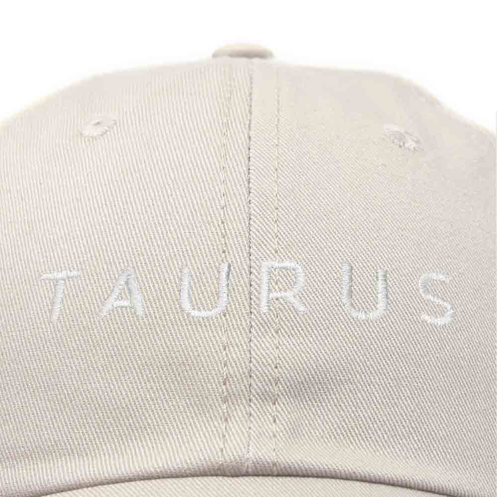 Dalix Taurus Dad Hat Embroidered Zodiac Astrology Cotton Baseball Cap in Khaki