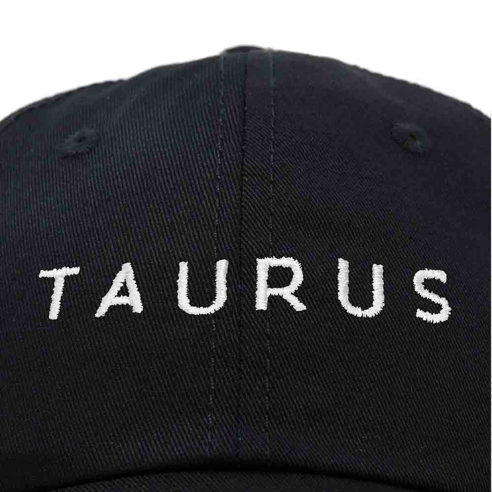 Dalix Taurus Dad Hat Embroidered Zodiac Astrology Cotton Baseball Cap in Black