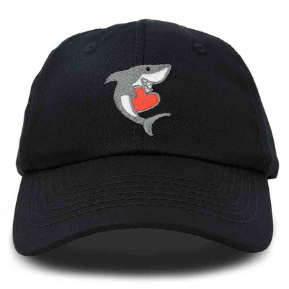 Dalix Huggy Shark Embroidered Dad Cap Cotton Baseball Hat Women in Beige