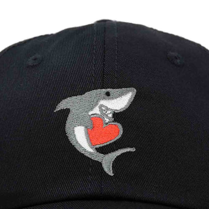 Dalix Huggy Shark Embroidered Dad Cap Cotton Baseball Hat Women in Black
