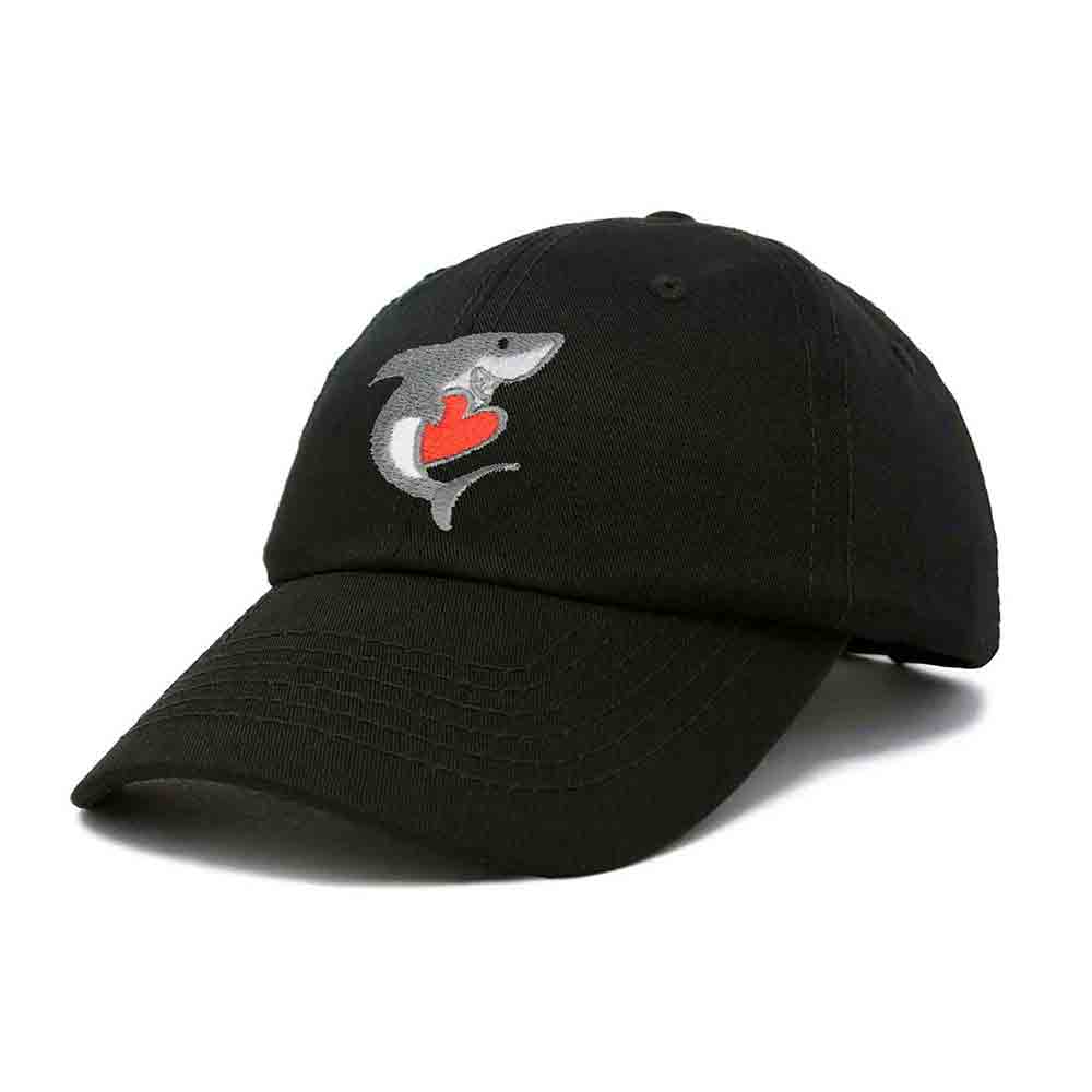 Dalix Huggy Shark Embroidered Dad Cap Cotton Baseball Hat Women in Gray