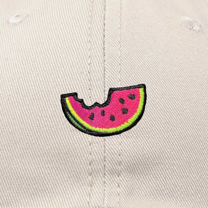 Dalix Watermelon Embroidered Dad Cap Cotton Baseball Hat Women in Khaki