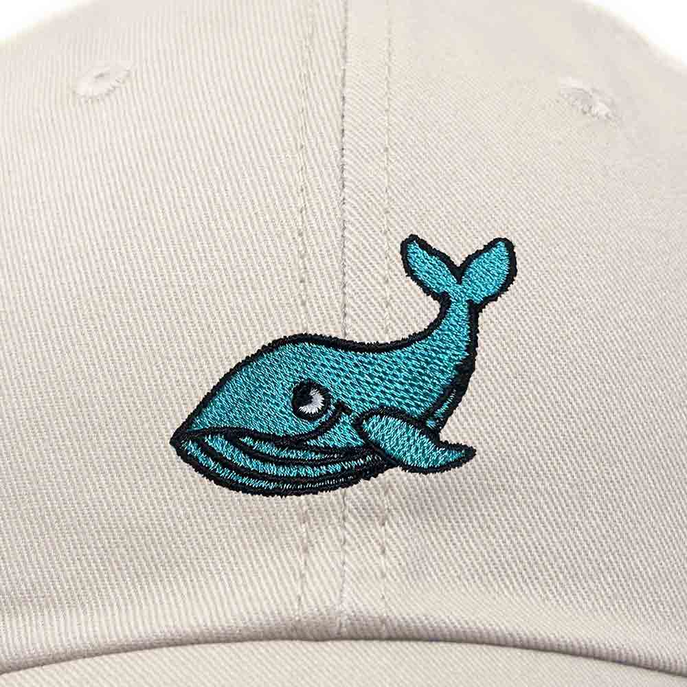 Dalix Whale Embroidered Dad Hat Cotton Baseball Cap Women in Khaki