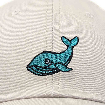 Dalix Whale Embroidered Dad Hat Cotton Baseball Cap Women in Khaki
