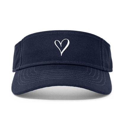 Dalix Heart Embroidered Visor Hat Adjustable Cotton Women Classic in Black