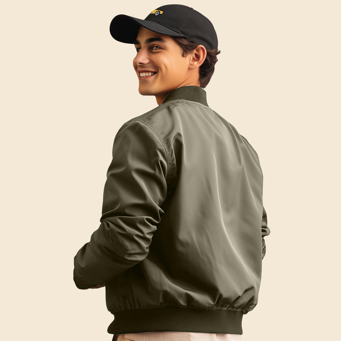 Dalix Ghost Embroidered Bomber Jacket Lightweight Zip Windbreaker Mens in Black M Medium