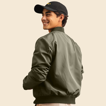 Dalix Ghost Embroidered Bomber Jacket Lightweight Zip Windbreaker Mens in Black M Medium