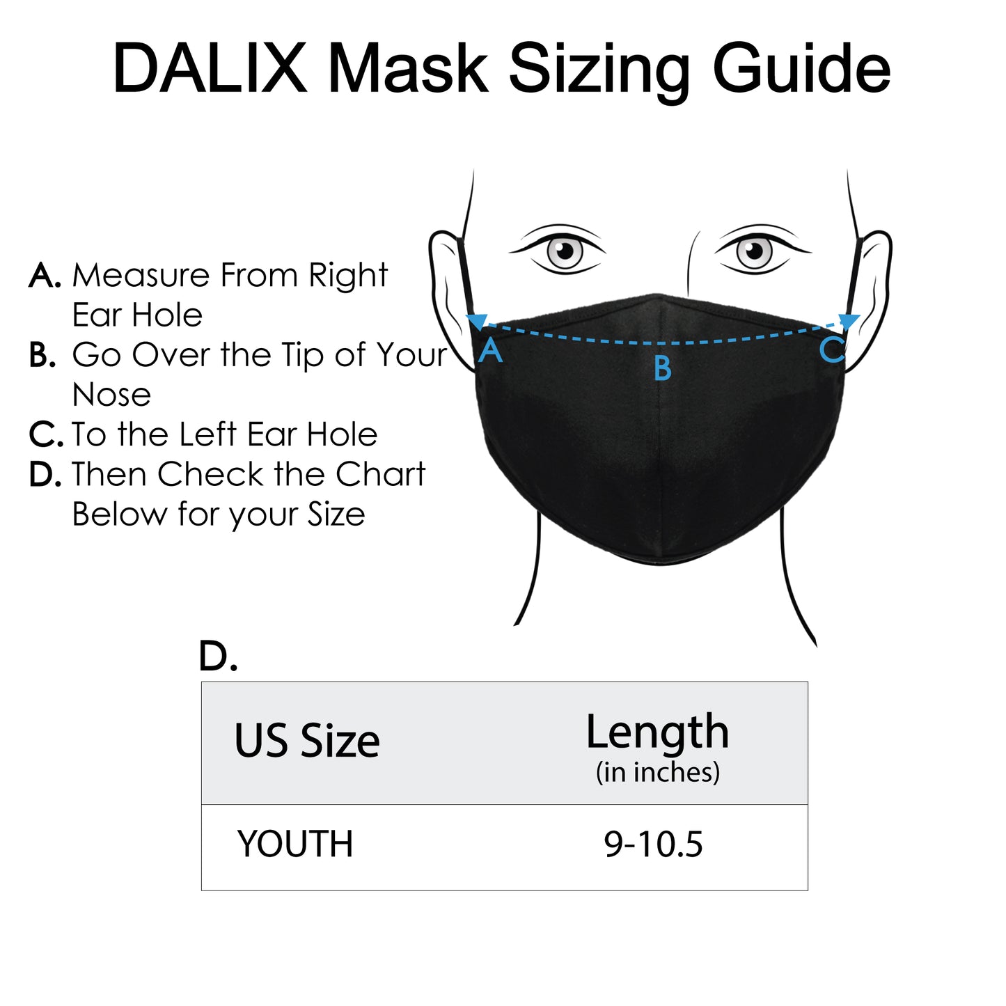 Dalix Kids Cotton Face Mask Reuseable Washable Made in USA - XXS-XS Size