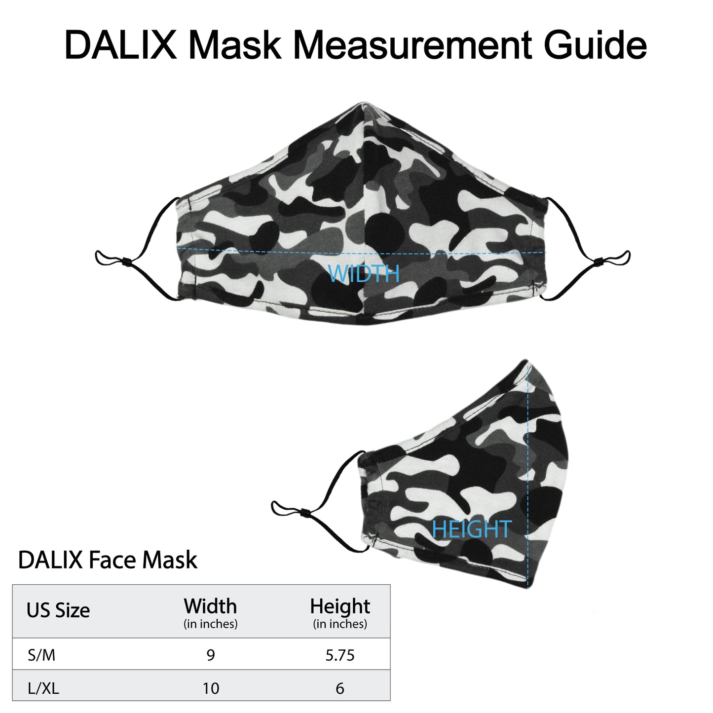 Dalix  Camo Cloth Face Mask Adjustable Nose Piece Reuseable Washable Made in USA