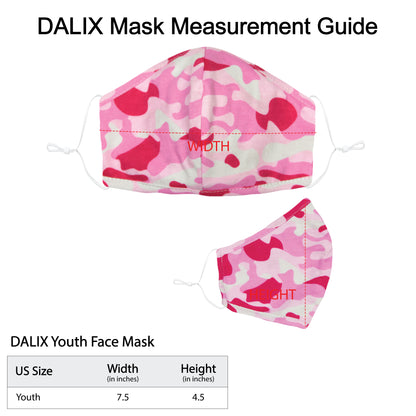 Dalix Youth Camo Cloth Face Mask Reusable Adjustable Nose Bridge Piece Washable Made in USA