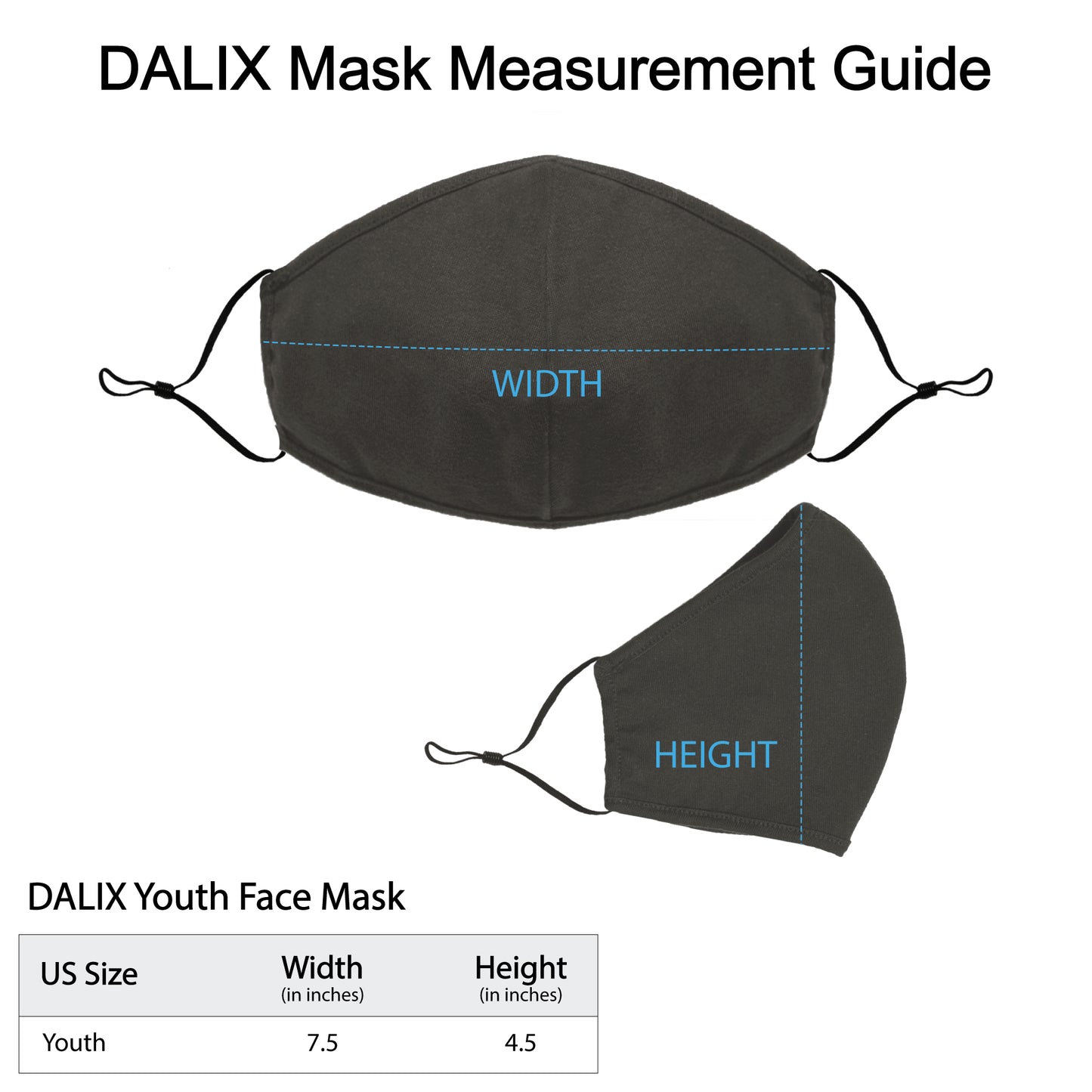 Dalix Kids Cotton Face Mask Reuseable Washable Made in USA - XXS-XS Size