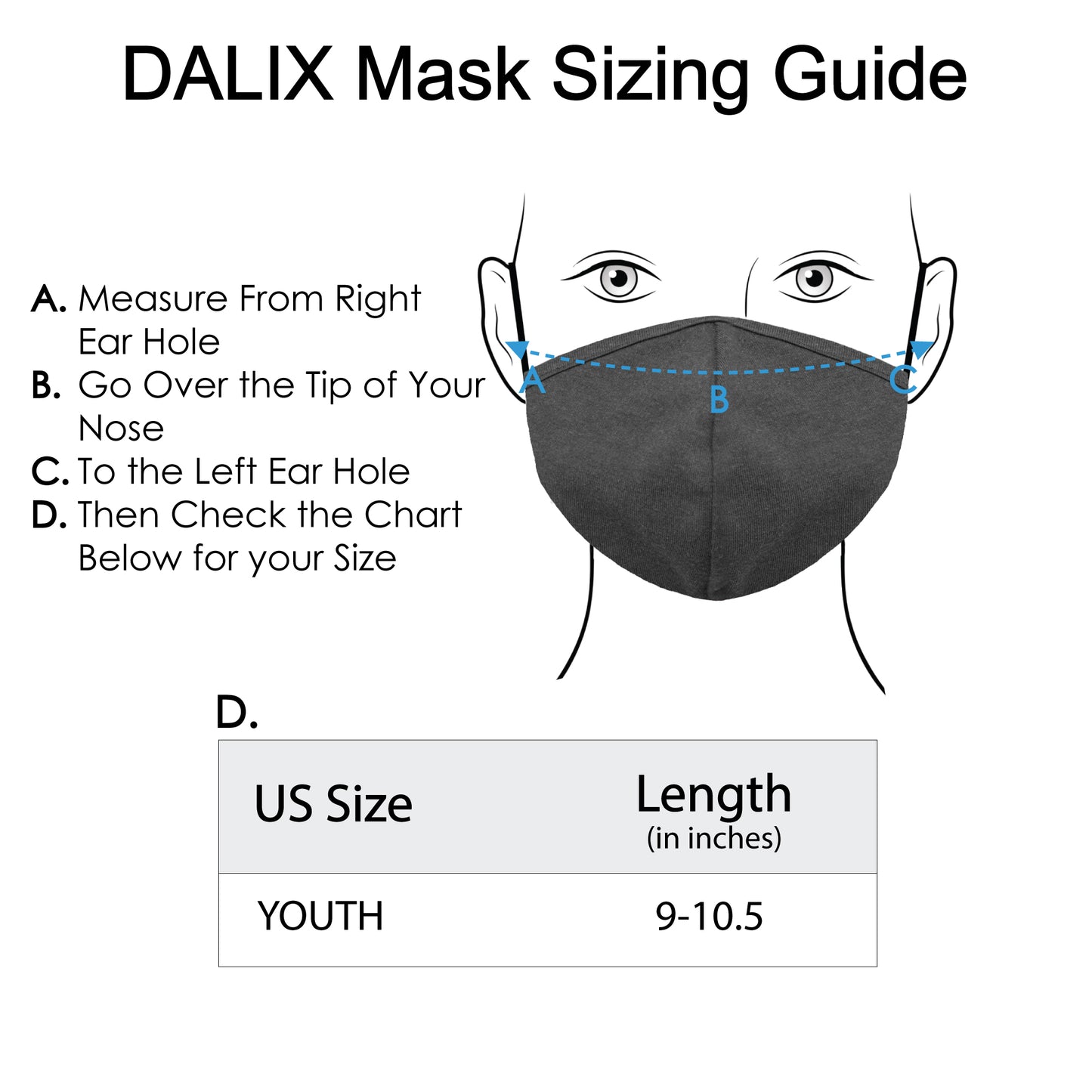 Dalix Kids Cotton Face Mask Reuseable Washable Made in USA - XXS-XS Size