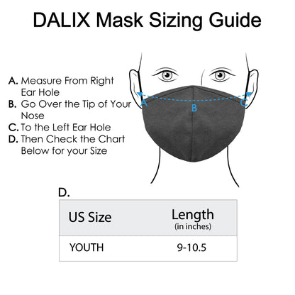 Dalix Kids Cotton Face Mask Reuseable Washable Made in USA - XXS-XS Size