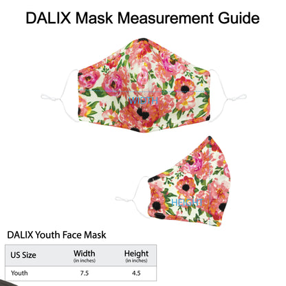 Dalix Youth Floral Cloth Face Mask Reuseable Washable Made in USA - XXS-XS Size
