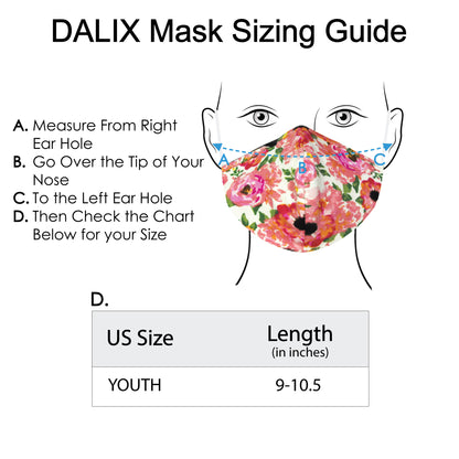 Dalix Youth Floral Cloth Face Mask Reuseable Washable Made in USA - XXS-XS Size