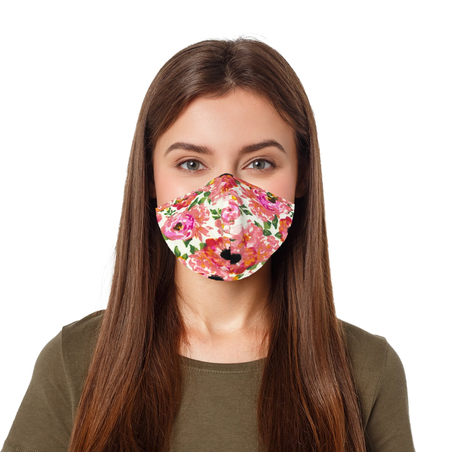 Dalix Floral Cloth Face Mask Adjustable Nose Piece Reuseable Washable Made in USA