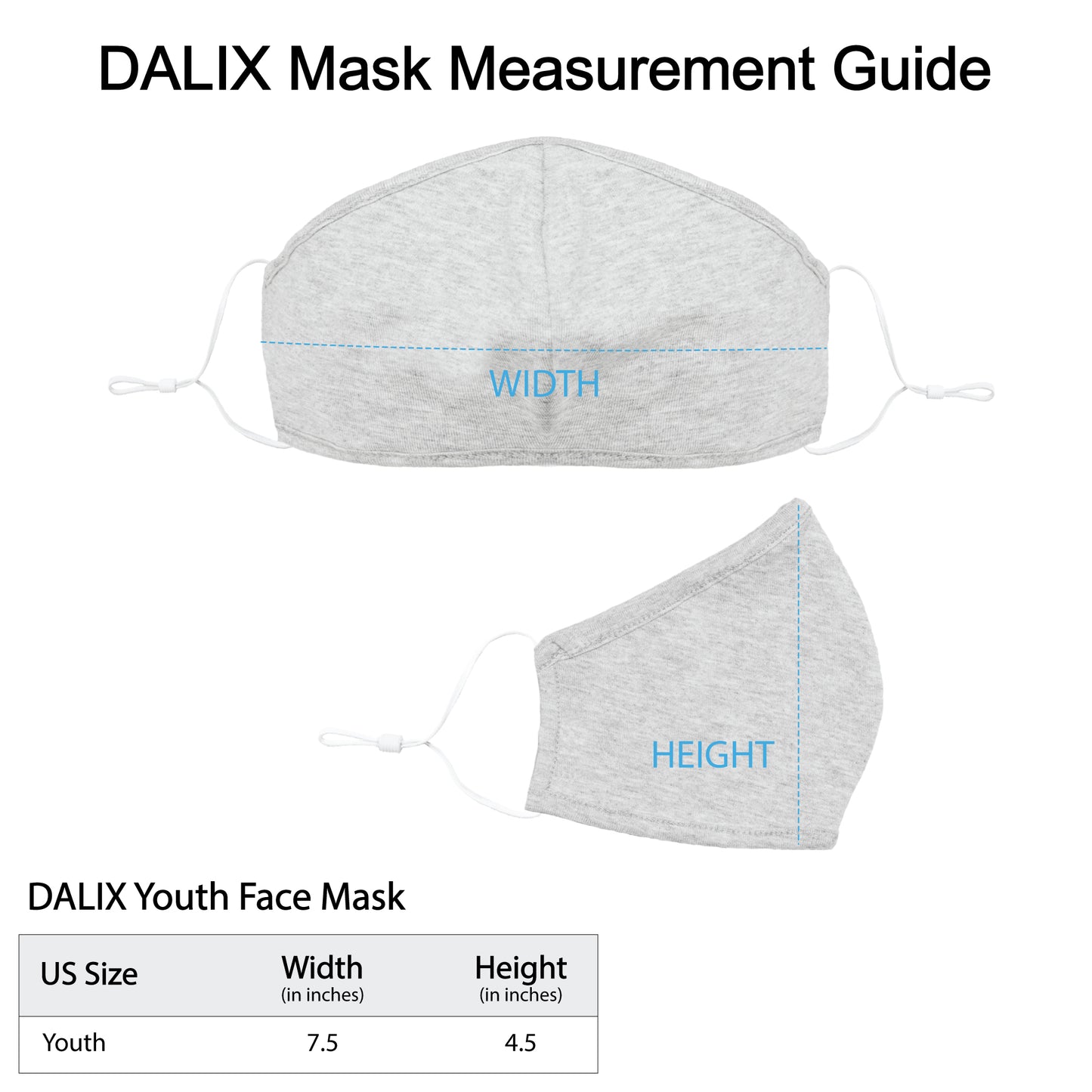 Dalix Kids Cotton Face Mask Reuseable Washable Made in USA - XXS-XS Size